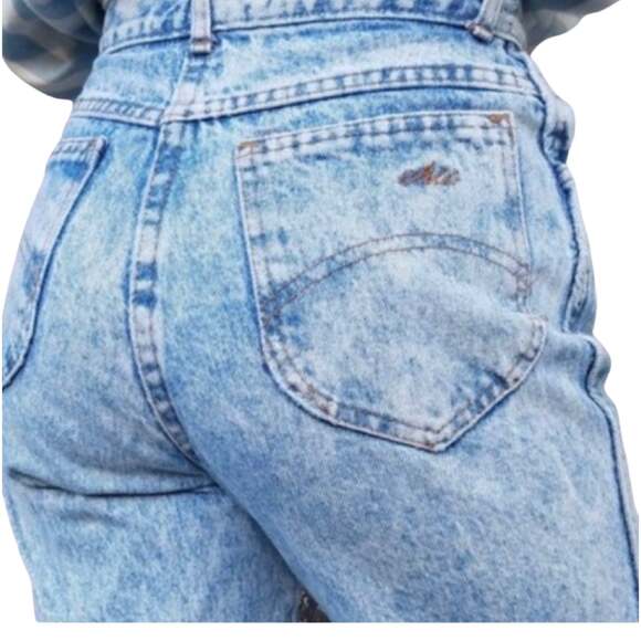 Vintage 70’s CHIC High Waisted Acid Wash Blue Mom Jeans / Sz 36 Made in USA NWOT - Picture 1 of 8